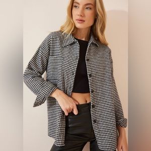 SHEIN HOUNDSTOOTH SHACKET